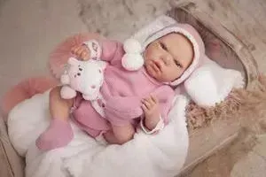 Пупс Arias ReBorns Elina реалистичные мягкое тело новорождённый 40 см в розовой Одежде с соской с одеялом и игрушкой Т17431
