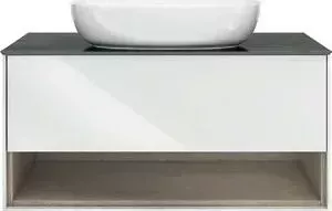 Тумба с раковиной Kerama Marazzi с Plaza Modern 100 подвесная, 1 ящик и открытая ниша, белая (PL.M.100.1\WHT, PL.wb.60.1)