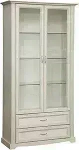 Шкаф комбинированный Олимп 32.05 сохо бетон пайн белый / Masa Decor бетон пайн белый / профиль бетон пайн белый патина / ДВПО белый / стекло: характер