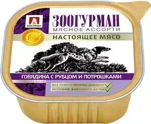 Консервы Зоогурман Мясное Ассорти Говядина с рубцом и потрошками для взрослых собак 300г