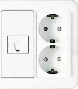 WST 5743 WH Panasonic Shin Dong-A Комбинация: Розетка 2-я з/к + TF.1. Белый PANASONIC SHIN DONG-A WH +