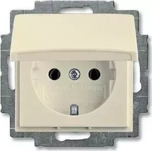 Розетка ABB Basic55 Schuko с/з 16A 250V с крышкой безвинтовой зажим слоновая кость