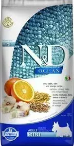 Сухой корм Farmina ND Adult Dog Mini Ocean Ocean Codfish, Spelt, Oats Orange с треской, спельтой, овсом и апельсином для собак мелких пород 7кг: харак