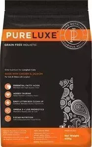 Сухой корм PureLuxe для длинношерстных кошек с курицей и лососем 5кг