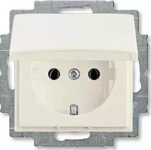 Розетка ABB Basic55 Schuko с/з 16A 250V с крышкой безвинтовой зажим chalet - белый