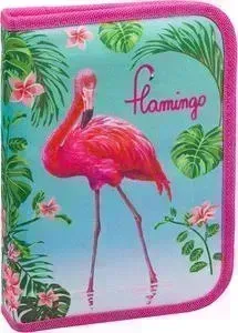 Пенал BERLINGO 1 отделение Flamingo, дополнительная откидная секция, полиэстер