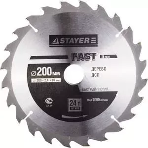 Диск пильный STAYER Fast-Line 200х30 мм 24Т (3680-200-30-24)