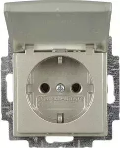 Розетка ABB Basic55 Schuko с/з 16A 250V с крышкой безвинтовой зажим шампань