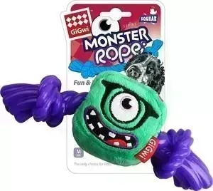 Игрушка GiGwi Dog Toys Squeak Monster Rope монстр с резиновой веревкой для собак (75434)