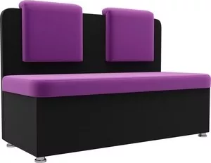 Фото №0 Кухонный прямой диван АртМебель Маккон 2-х местный микровельвет фиолетовый/черный