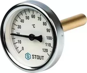 Термометр STOUT биметаллический Dn 63 мм гильза 75 мм 1/2" с гильзой (SIM-0001-637515) Dn 63 75 с