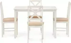 Обеденная группа TetChair Хадсон (стол + 4 стула) / hudson dining set, дерево гевея/мдф, Ivory white, ткань кремовая (HE490-01)