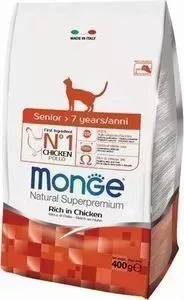 Сухой корм Monge Senior Cat Rich in Chicken с курицей для пожилых кошек 400г