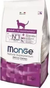 Сухой корм Monge Adult Cat Rich in Chicken с курицей для взрослых кошек 1,5кг