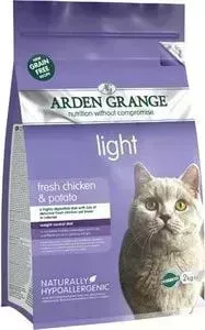 Сухой корм ARDEN GRANGE Adult Cat Light Grain Free Fresh ChickenPotato беззерновой облегченный с курицей и картофелем для кошек 4кг (AG614368): характ