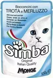 Пауч SIMBA и Cat Chunkies with Trout and Cod с форелью и треской паштет для кошек 100г