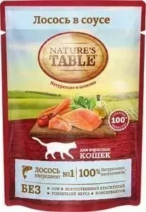Пауч NATURE&amp;#039;S TABLE и NATURE&S TABLE Лосось в соусе для взрослых кошек 85г (10174807)