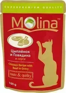 Пауч Molina и Taste Quality Chicken Recipe with Beef in Gravy цыплёнок и говядина в соусе для кошек 100г (1112)