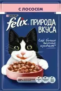 Пауч Felix и Природа Вкуса с лососем для кошек 85г (12392209)
