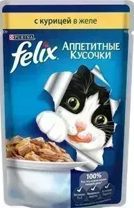 Пауч Felix и Аппетитные кусочки с курицей в желе для кошек 85г (12318960)