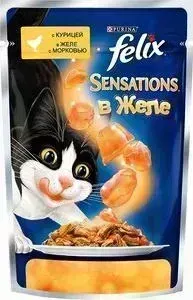 Пауч Felix и Sensations кусочки с курицей в желе с морковью для кошек 85г (12318964)