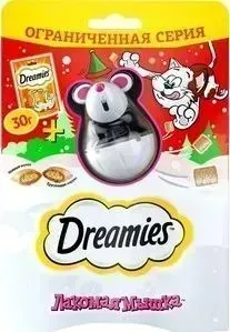 Лакомство Dreamies лакомые подушечки с курицей + игрушка лакомая Мышка для кошек 30г (10169584)