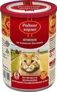 Корм Родные Корма Консервы Родные а Ягненок по-княжески для кошек 410г