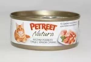 Консервы Petreet Natura кусочки розового тунца с крабом сурими для кошек 70г