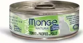 Консервы Monge Cat Natural Pacific Tuna with Chicken с тихоокеанским тунцом и курицей для кошек 80г
