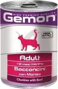 Консервы Gemon Cat Adult Chunkies with Beef с говядиной кусочки для взрослых кошек 415г