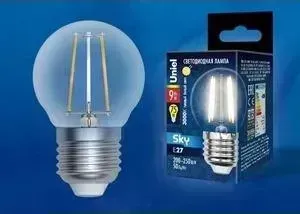 Филаментная светодиодная лампа UNIEL LED-G45-9W/4000K/E27/CL PLS02WH