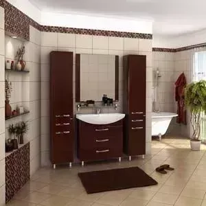 Мебель для ванной АКВАТОН Ария 80 Н темно-коричневая