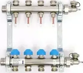 Коллекторная группа Uni-Fitt Н 1"х3/4" 4 выходов с расходомерами и термостатическими вентилями (455W4304)