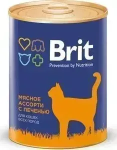 Консервы Brit Premium Cat Beef Liver мясное ассорти с печенью для взрослых кошек 340г (9426)