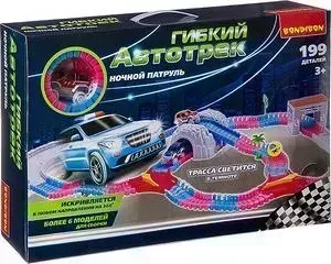 Гибкий автотрек BONDIBON "НОЧНОЙ ПАТРУЛЬ", со светящейся трассой и машинками, 199 деталей (ВВ2767)