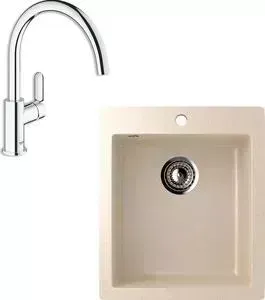 Мойка кухонная и смеситель EcoStone и смеситель ES-014 Grohe BauEdge бежевая (ES-14-328, 31367000)