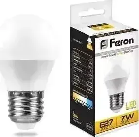 Лампа светодиодная FERON LB-95 25483 E27 7W 6400K Шар Матовая
