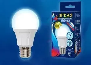 Светодиодная диммируемая лампа UNIEL LED-A60 10W/6500K/E27/FR/DIM PLP01WH