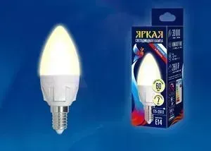Светодиодная лампа UNIEL LED-C37 7W/WW/E14/FR PLP01WH