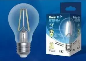 Филаментная диммируемая светодиодная лампа UNIEL LED-A60-10W/4000K/E27/CL/DIM GLA01TR