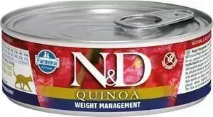 Консервы Farmina ND Adult Cat Quinoa Weight Management Lamb с янгенком и кино для контроля веса взрослых кошек 80г