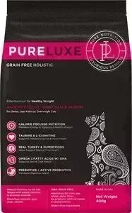 Сухой корм PureLuxe для нормализации веса кошек с индейкой и лососем 400г