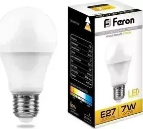 Лампа светодиодная FERON LB-91 25444 E27 7W 2700K Шар Матовая