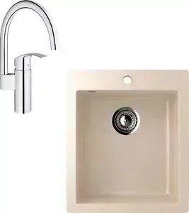 Мойка кухонная и смеситель EcoStone и смеситель ES-014 Grohe Eurosmart бежевая (ES-14-328, 33202002)