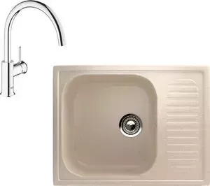 Мойка кухонная и смеситель EcoStone и смеситель ES-018 Grohe BauClassic бежевая (ES-18-328, 31234000)