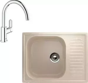Мойка кухонная и смеситель EcoStone и смеситель ES-018 Grohe BauEdge бежевая (ES-18-328, 31367000)