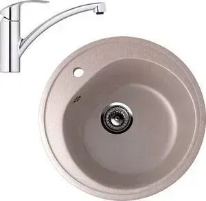 Мойка кухонная и смеситель EcoStone и смеситель ES-011 Grohe Eurosmart песочная (ES-11-302, 33281002)