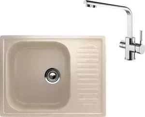 Мойка кухонная и смеситель EcoStone и смеситель ES-018 Kaiser Decor бежевая (ES-18-328, 40144)