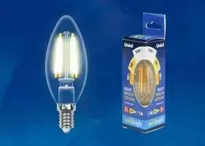 Лампа светодиодная UNIEL филаментная LED-C35-5W/WW/E14/CL/MB GLM10TR
