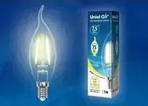 Филаментная светодиодная лампа UNIEL LED-CW35-7,5W/WW/E14/CL GLA01TR
